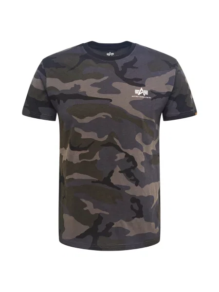 ALPHA INDUSTRIES Tricou / gri închis / kaki / alb negru