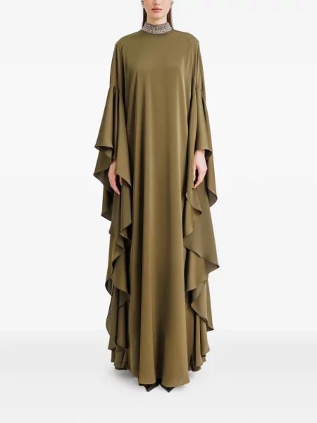 Maksi sukienka maxi Gemy Maalouf z koralikami garniturowa zielona