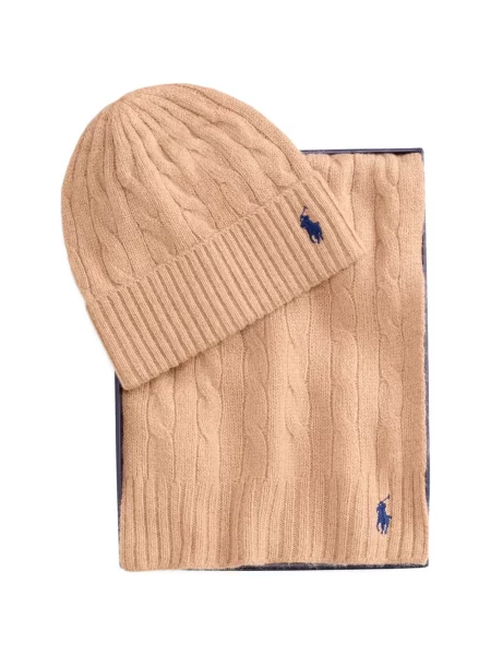 Μάλλινος καρό κασκόλ Polo Ralph Lauren με αυτόγραφο μπλε