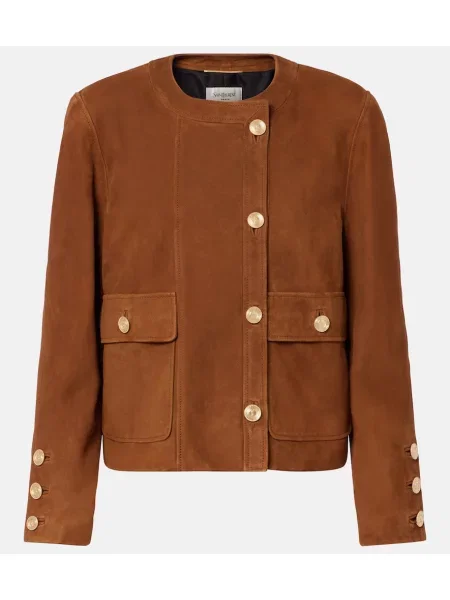 Geacă Saint Laurent din piele de căprioară maro