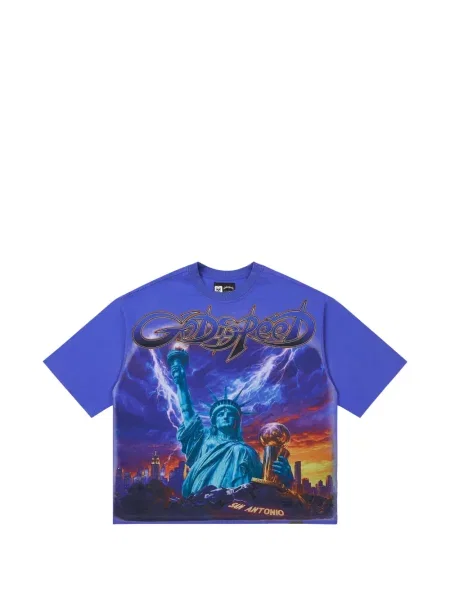 Tricou Godspeed cu imagine albastru