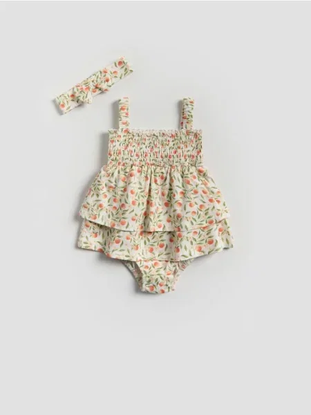 Reserved Квітковий комбінезон із пов'язкою na голову кремовий 