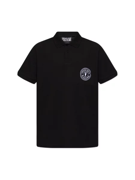 Koszulka polo Versace Jeans Couture z logo czarna