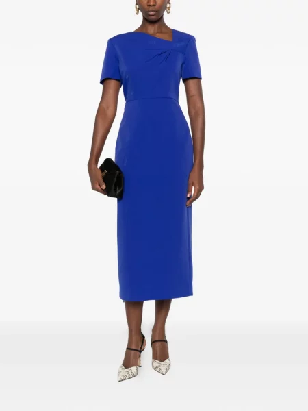 Rochie midi Roland Mouret asimetrică albastru