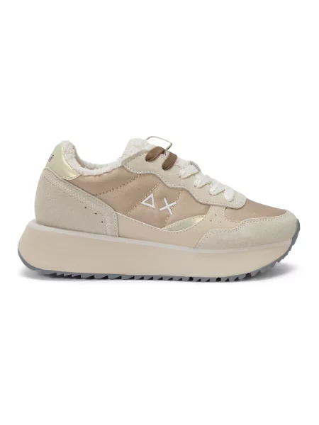 Sneakersy Sun68 typu teddy beżowe