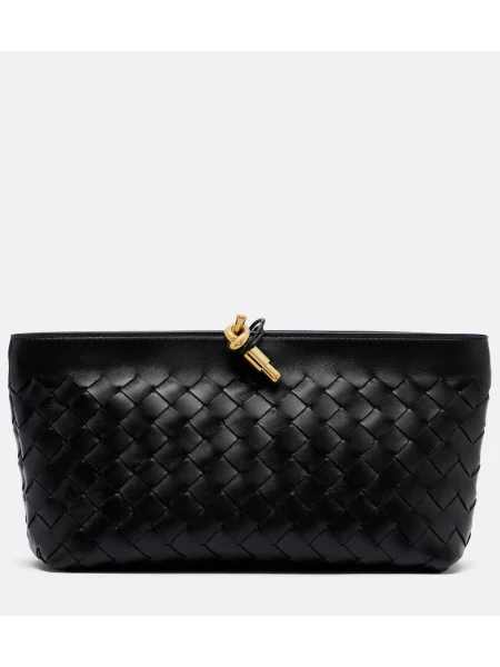 Кожена чанта тип портмоне Bottega Veneta черно