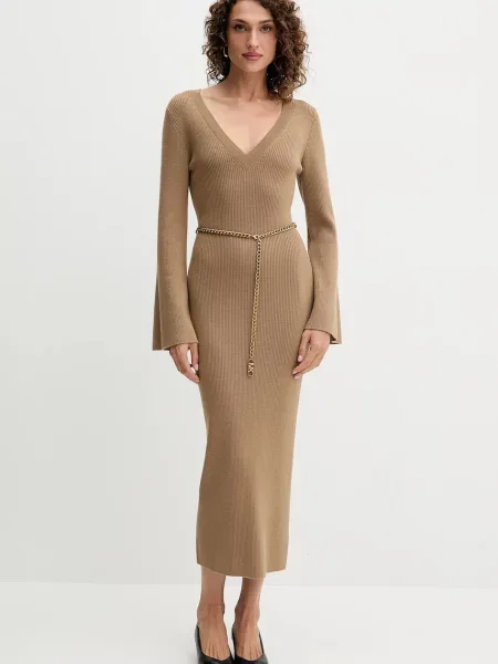 Сукня з додаванням вовни MICHAEL Michael Kors maxi облягаюча зелений