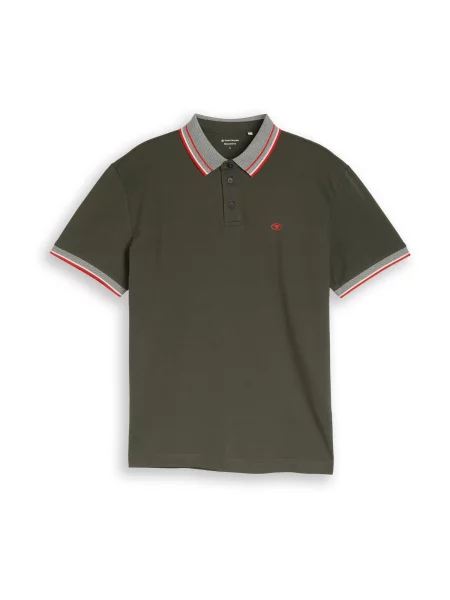 TOM TAILOR Tricou amestecat / oliv / roșu gri