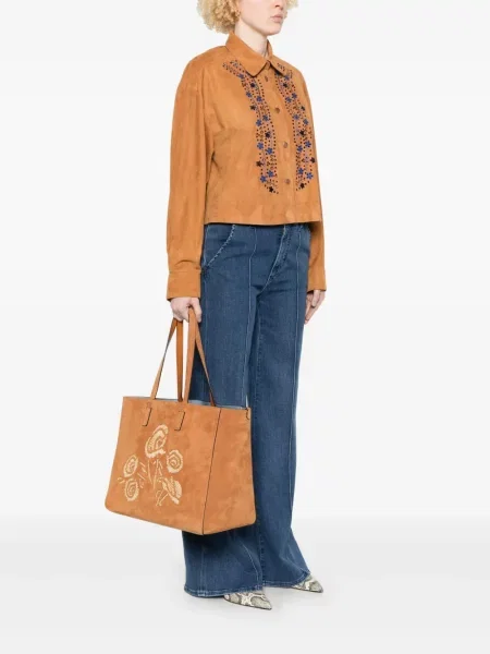 Geantă shopper Ermanno Scervino cu broderie maro