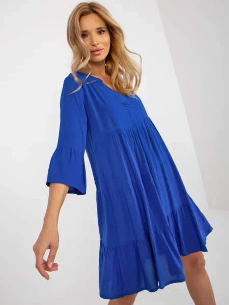 Rochie Fashionhunters cu volane de costum albastru