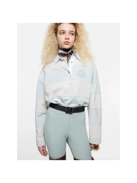 Bluza Acne Studios w paski z paskiem niebieska