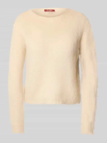 Sweter z dzianiny o kroju regular fit z dodatkiem moheru model ‘ACETO’ Max Mara Studio beżowy