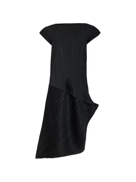Asimetrična midi haljina Pleats Please Issey Miyake crna