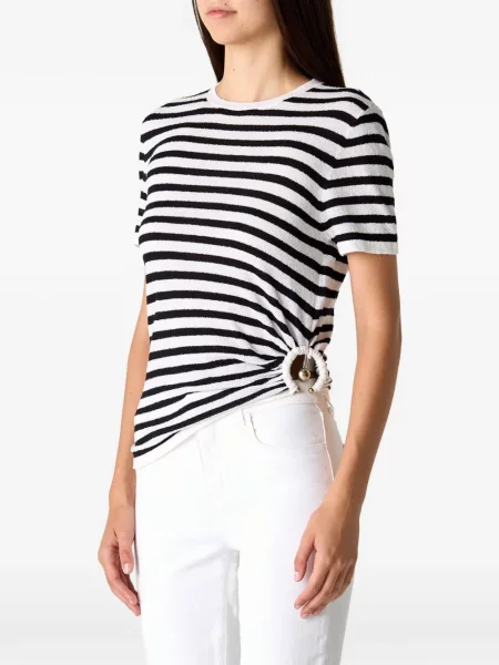 Tricou Christopher Esber cu dungi cu volane alb