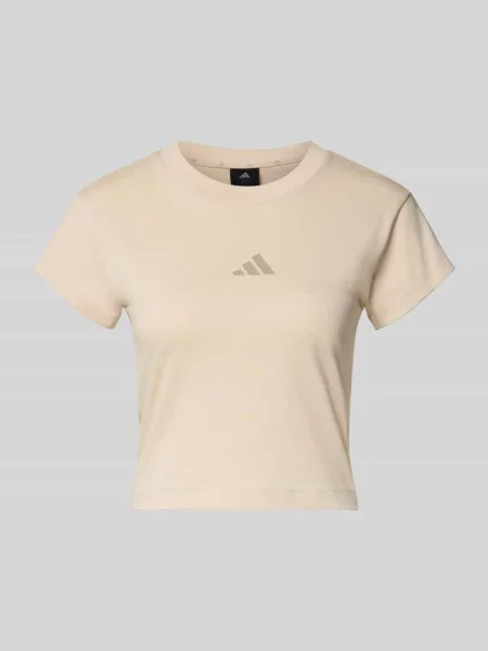 T-shirt o krótkim kroju z nadrukiem z logo Adidas Sportswear beżowa