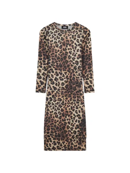Rochie midi Gcds cu imagine cu model leopard maro