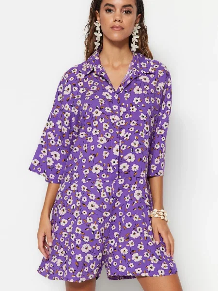 Salopetă Trendyol cu model floral gri