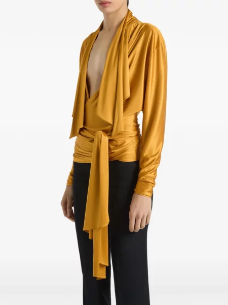 Bluză Balmain din jerseu cu legături galben