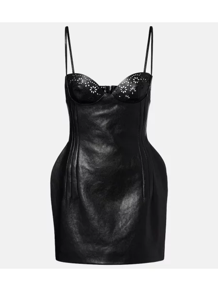 Rochie Magda Butrym din piele negru