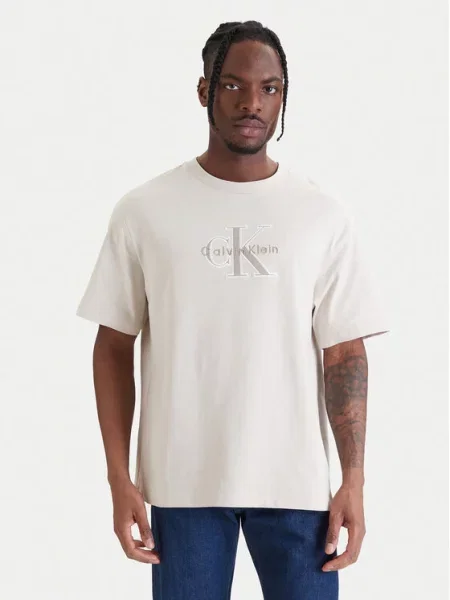 Тениска Calvin Klein Jeans бежово