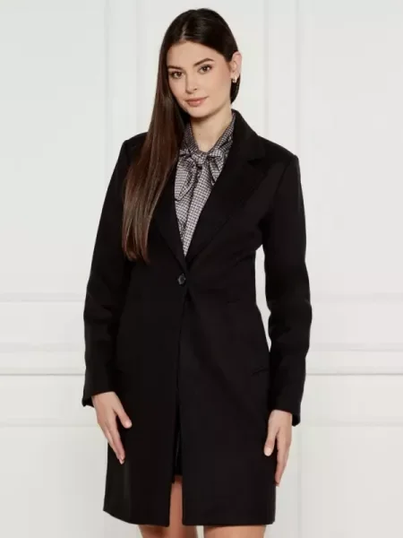 Liu Jo Palton cu adaos de lână negru