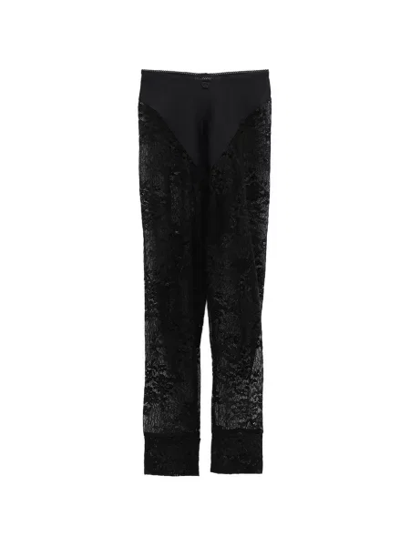 Pantaloni Vaquera cu model floral din dantelă negru