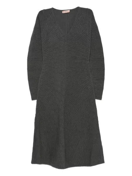 Rochie mini Twinset tricotate cu decolteu în V de costum gri