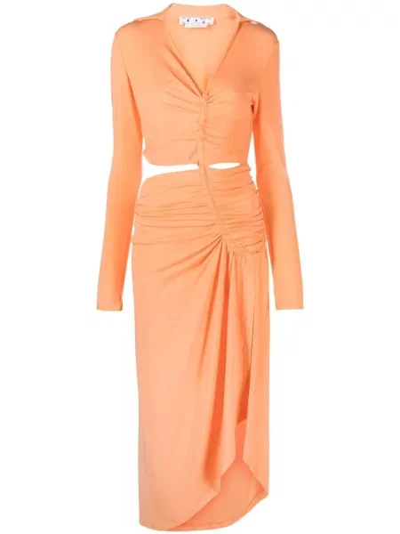 Rochie Off-white drapată de costum alb