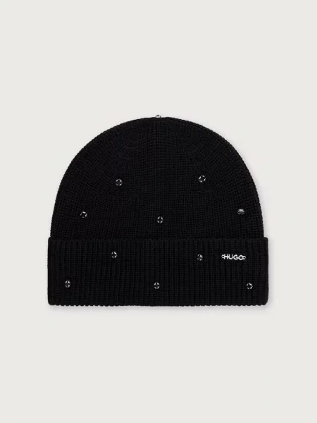 HUGO beanie pentru femei Sili_Hat negru