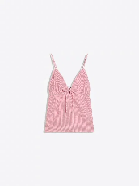 Bershka Top roșu rodie alb