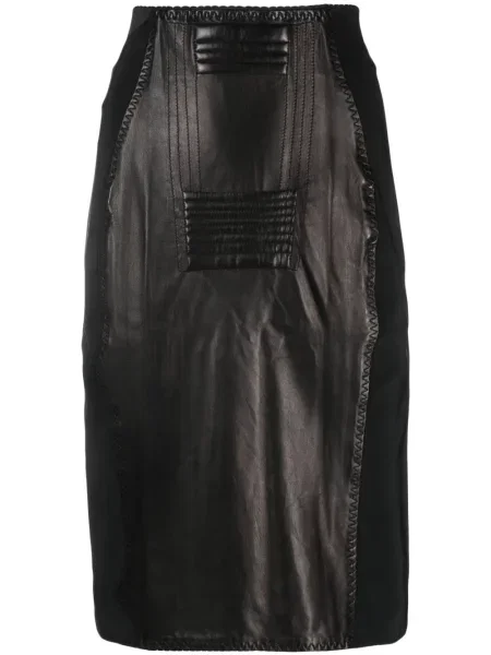 Pouzdro kožená sukně Jean Paul Gaultier Pre-owned černé