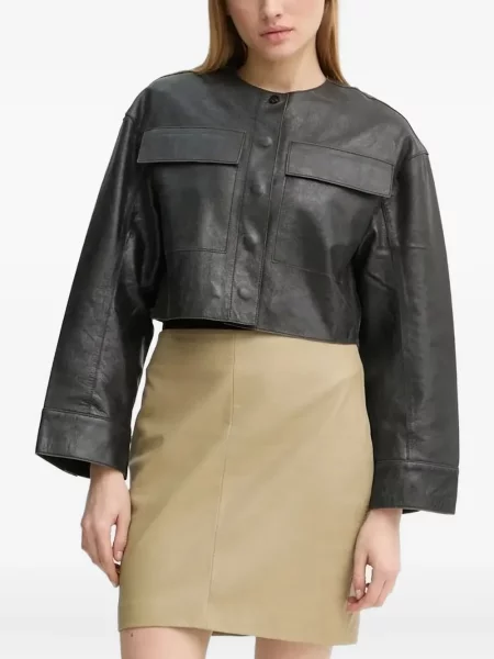 Kurtka skórzana Day Birger Et Mikkelsen o krotszym kroju czarna