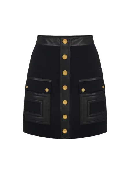 Spódnica mini Elisabetta Franchi z krepy z logo czarna