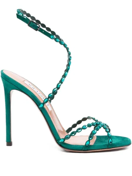 Sandale Aquazzura slingback de cristal verde