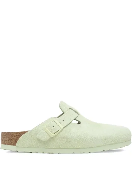 Papuci tip mules Birkenstock cu cataramă verde