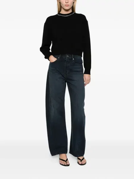 Blugi cu picior larg Alexander Wang cu autograf albastru