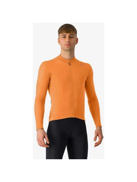 Koszulka rowerowa Castelli Espresso Thermal długi rękaw jasnopomarańczowy XXL pomarańczowa