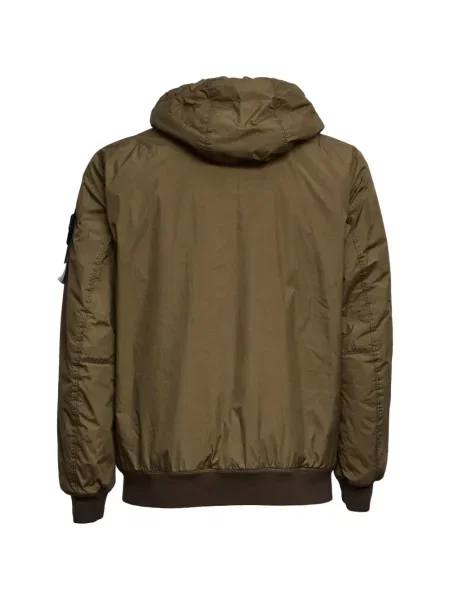 Geacă Stone Island cu glugă cu strasuri verde