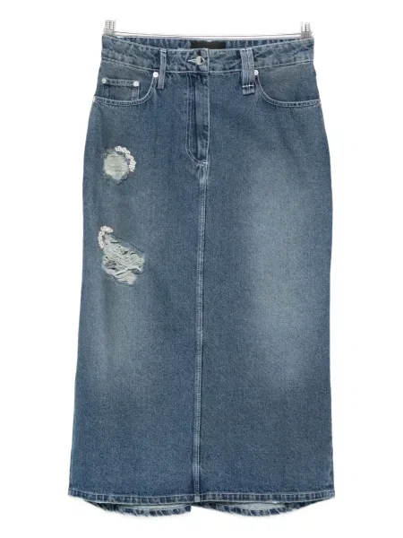 Fustă midi Simone Rocha zdrențuiți până la genunchi albastru