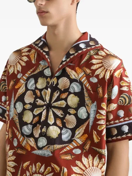 Cămașă Dolce & Gabbana cu mâneci scurte scurtă maro