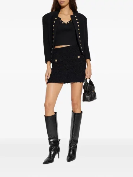 Top Balmain cu gât halter negru