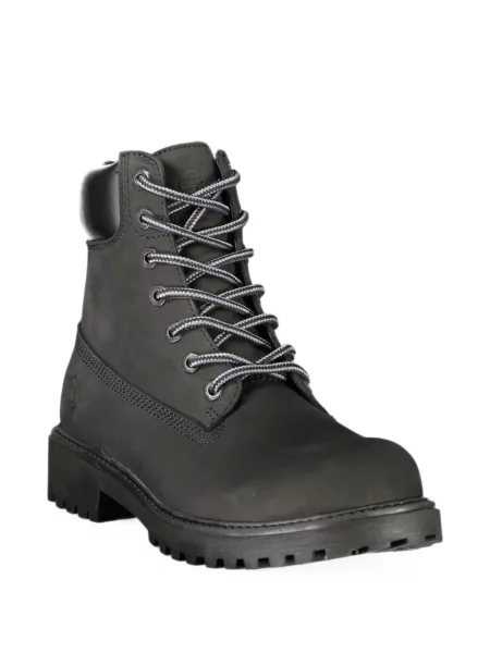Botine Lumberjack cu șireturi din piele negru