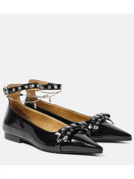 Balerini Ganni din piele negru