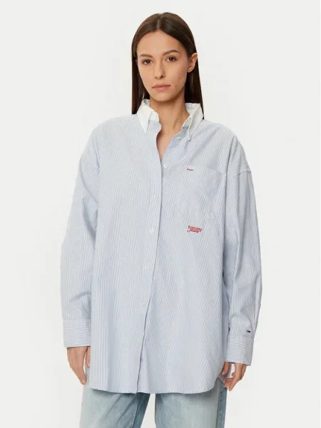 Tommy Jeans Cămașă Oversize albastru