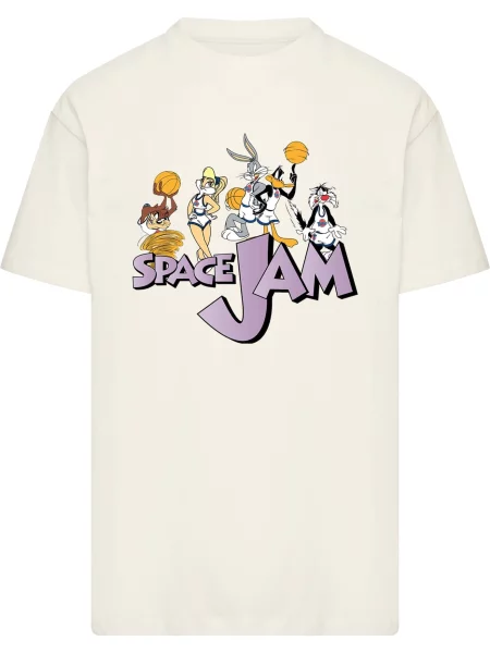 Merchcode Tričko Space Jam Group písková / tmavě žlutá fialová šedá