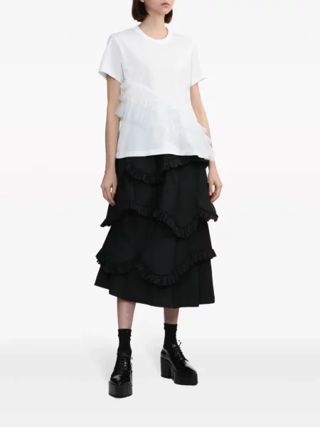 Marškinėliai Noir Kei Ninomiya su raukiniais balta
