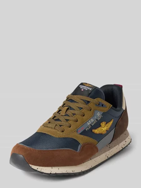 Sneakersy z detal z logo model Firenze' Aeronautica Militare granatowe