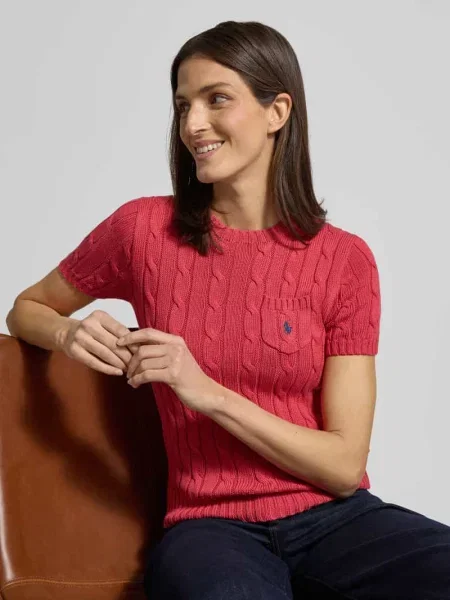 Sweter z krótkim rękawem o kroju slim fit z wyhaftowanym logo Polo Ralph Lauren