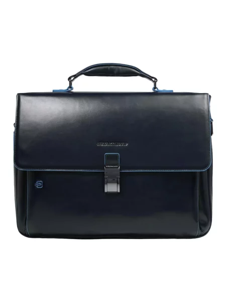 Torba na laptopa Piquadro skórzana niebieska