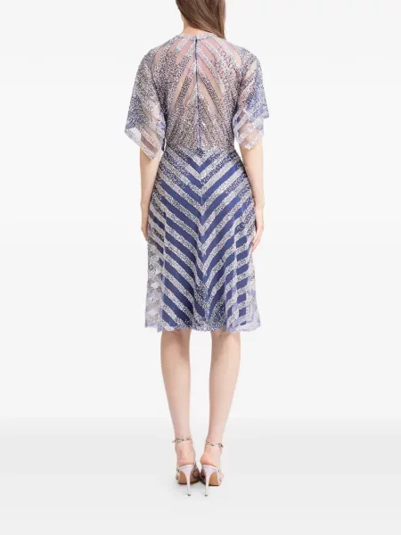 Rochie mini Gemy Maalouf cu mărgele de costum albastru